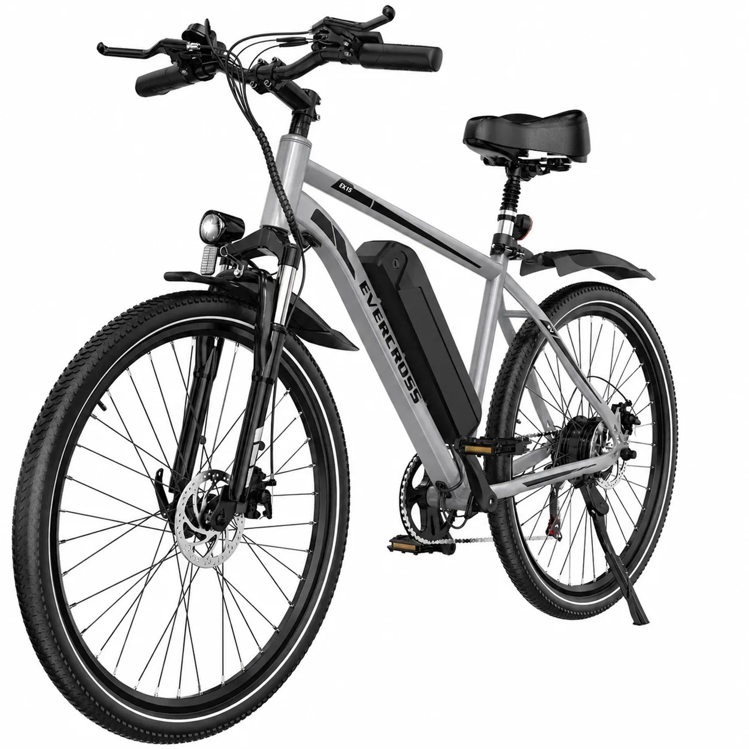 EVERCROSS EK15 27,5-Zoll E-Bike Herrenfahrrad mit 36V 13Ah Akku und 250W Motor Grau