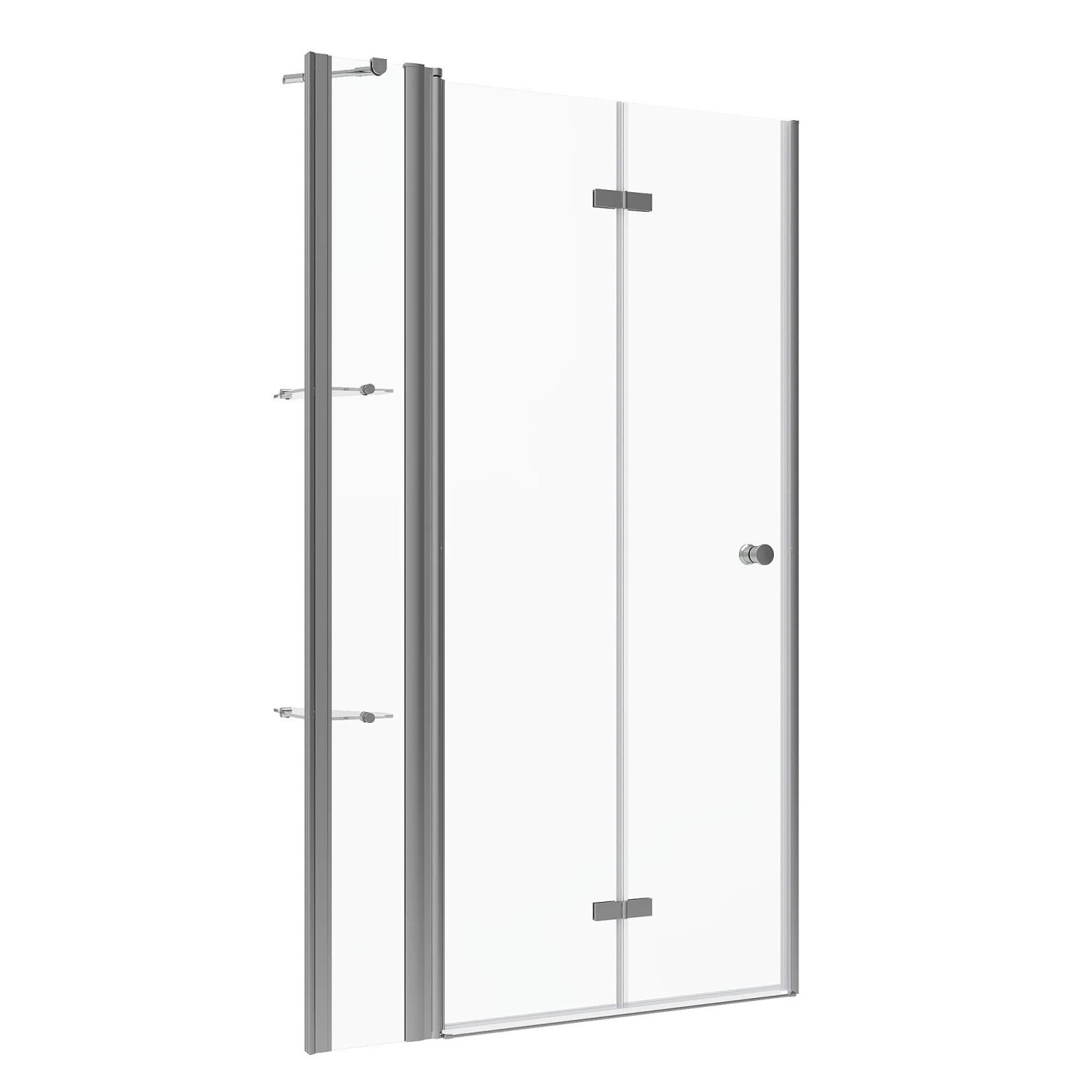 Aquabatos Klappbare Nischentür mit Eckregal Bad Duschabtrennung Duschtür 105 x 187 cm Verstellbereich 103-106 cm Drehfalttür mit 20cm Festteil