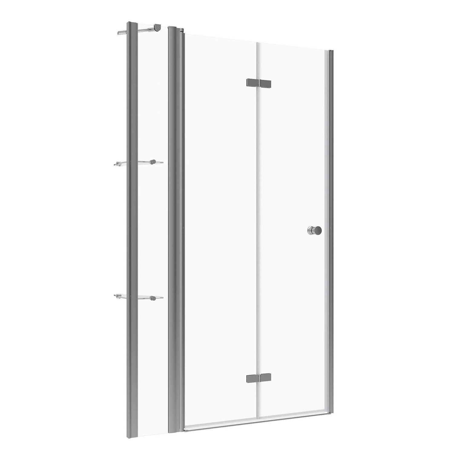 Aquabatos Klapptür Duschkabine 110 x 187 cm Verstellbereich 108-111 cm Nischentür 5 mm ESG Glastür mit 25cm Festteil und Eckregal Dusche Falttür Bad