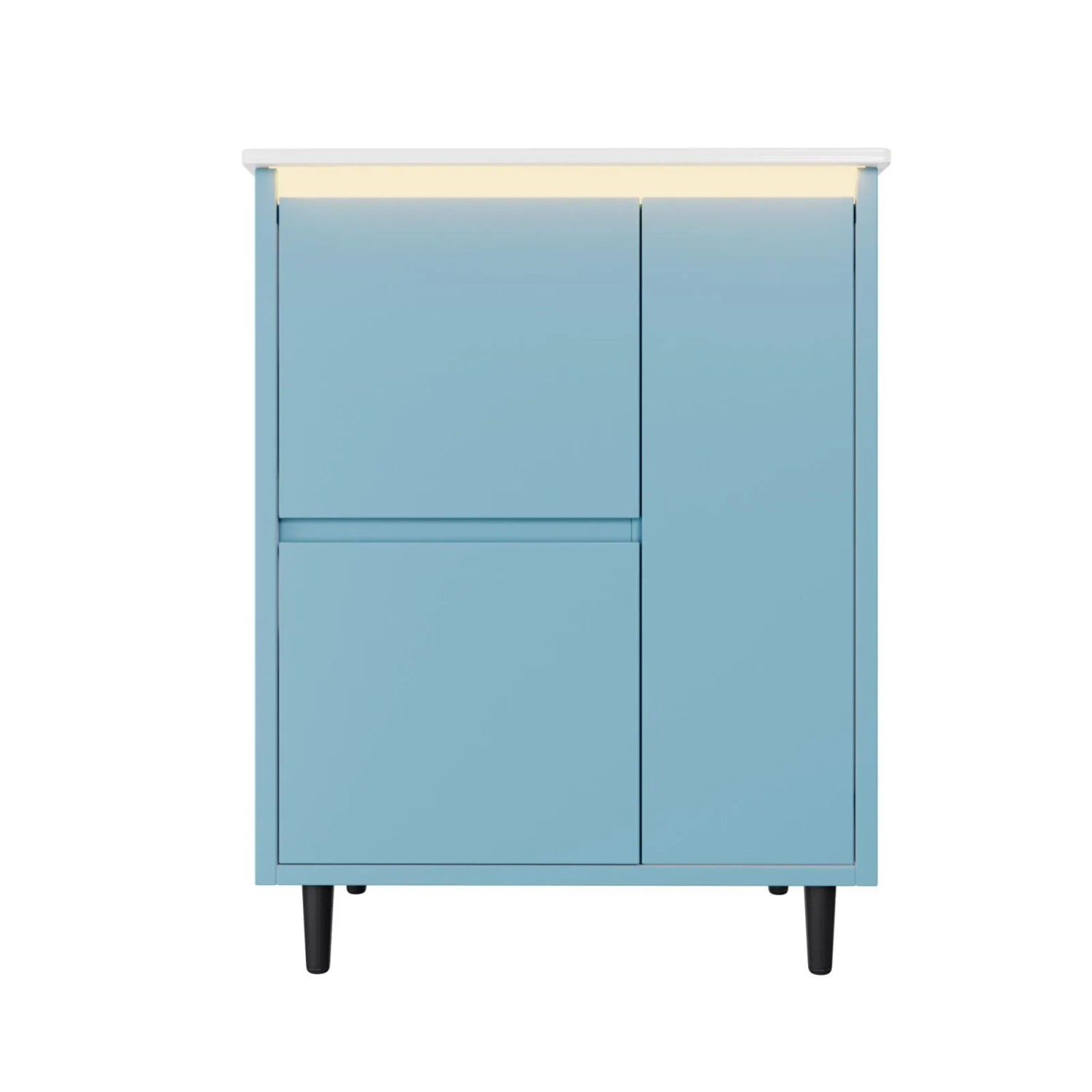 PXloue Waschbeckenunterschränke 61cm Freistehend Badmöbel Set mit Waschbecken SoftClose 2 Schubladen Blau