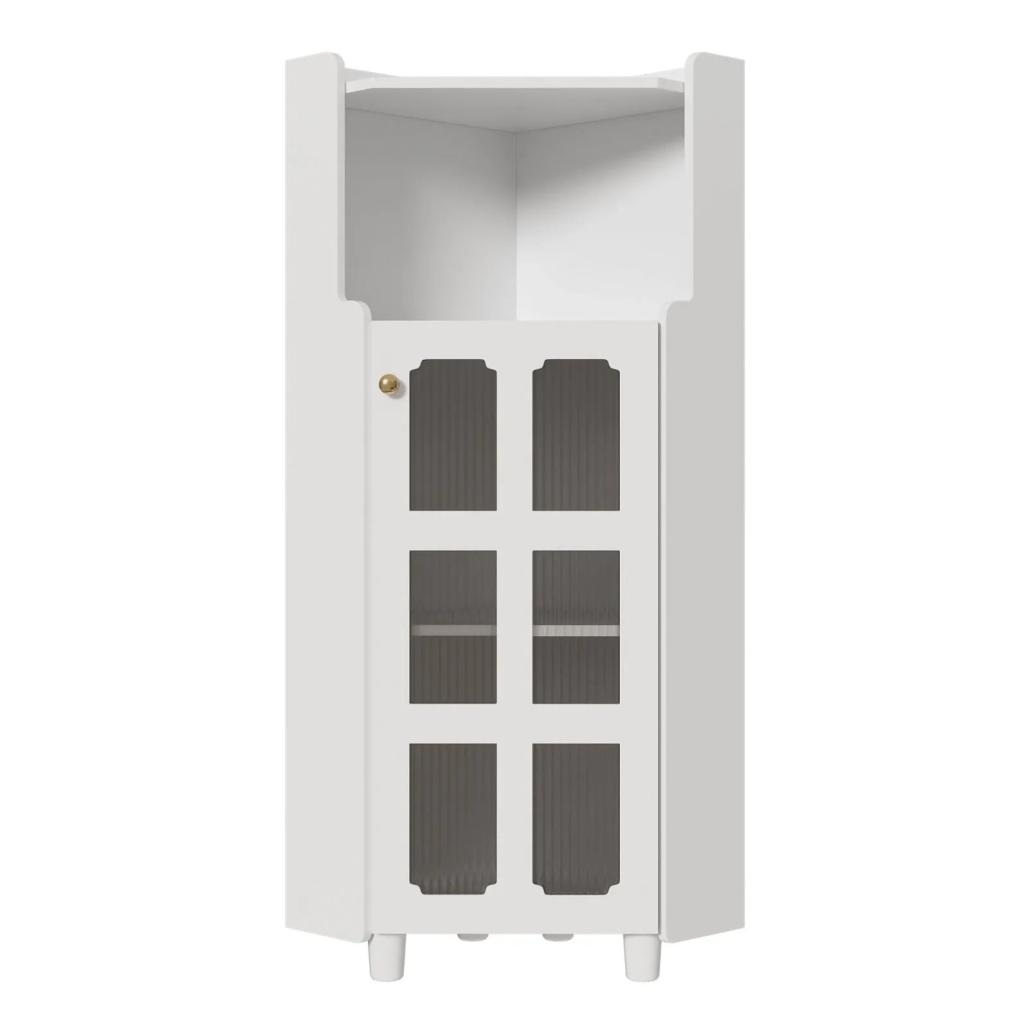 PXloue Eckschrank mit LED Beleuchtung 63cm Eckkommode mit Glasfront Weiß