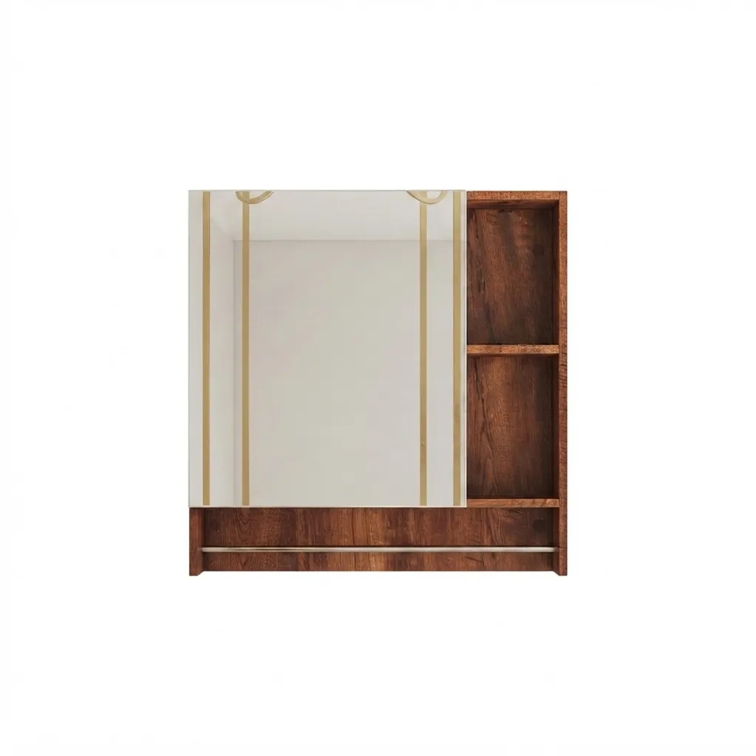 PXloue Spiegelschrank Badezimmer Badschrank mit Spiegel Ablagefächer Stauraum Holzfarbe