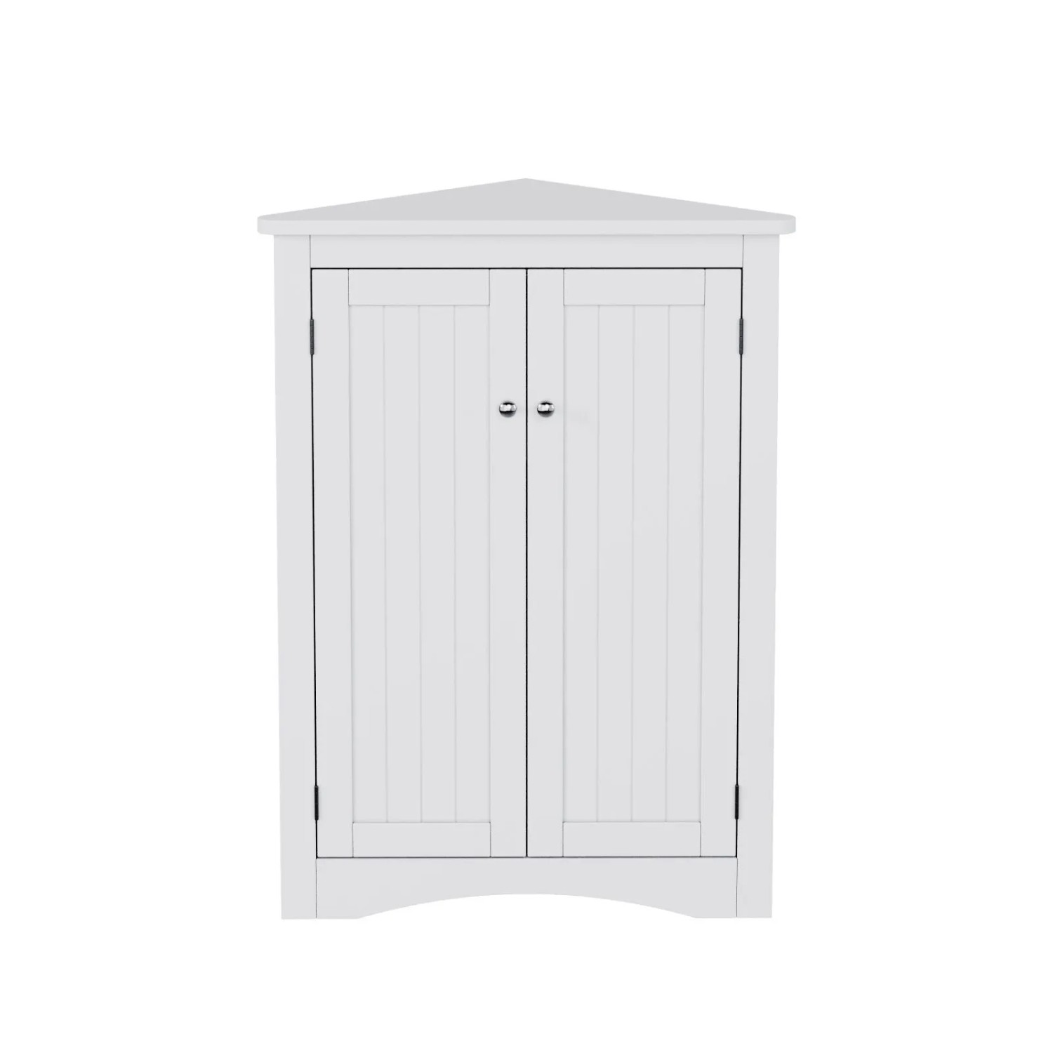 PXloue Eckschrank Badezimmer 61cm Freistehend Eckkommode mit 3 Ebenen MDF Weiß