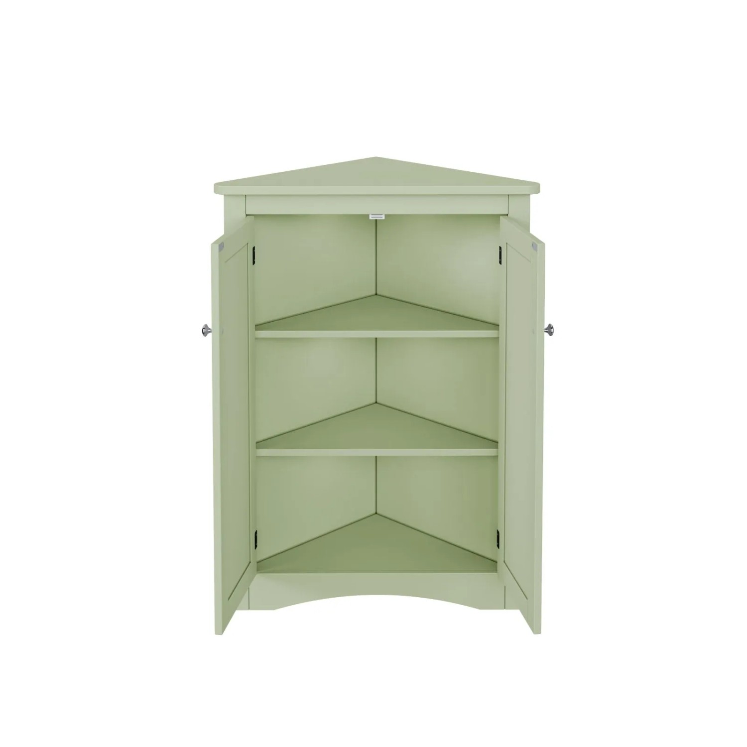 PXloue Eckschrank Badezimmer 61cm Freistehend Eckkommode mit 3 Ebenen MDF Grün