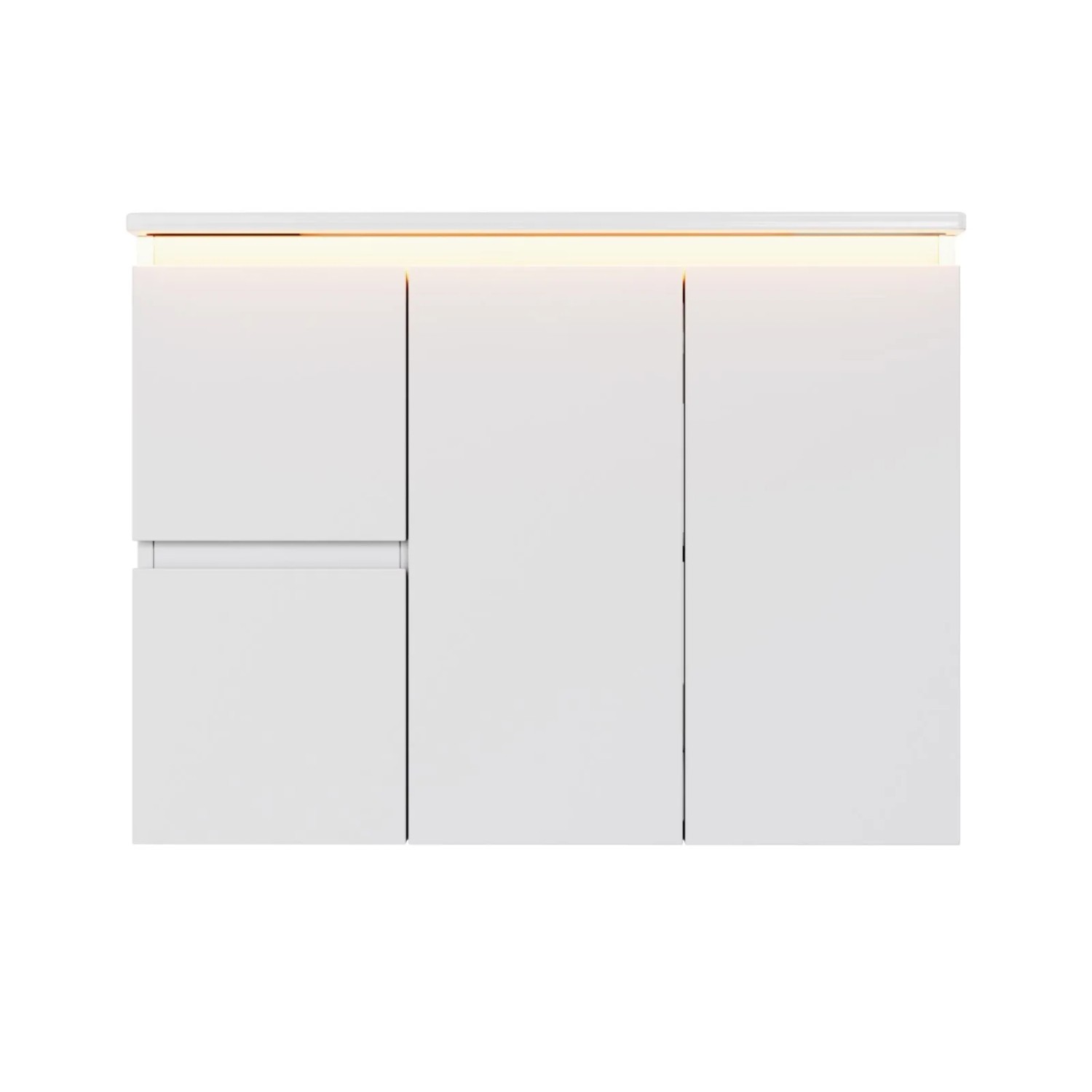 PXloue Waschtisch Wandhängend Badmöbel Set Mit Keramik Waschbecken LED und SoftClose Weiß