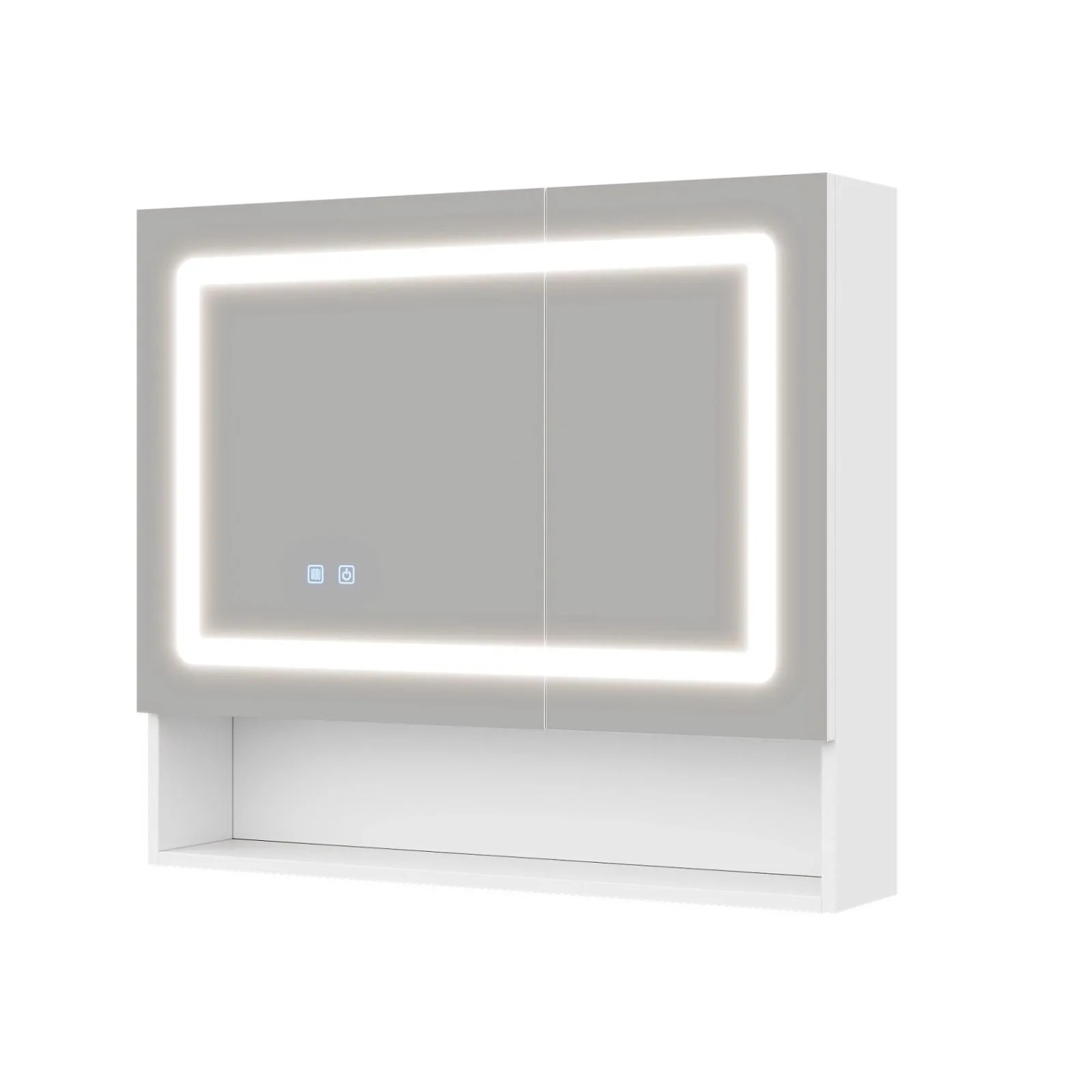 PXloue Spiegelschrank Badezimmer 80cm mit LED Beleuchtung Antibeschlag Verstellbare Ablagen Weiß