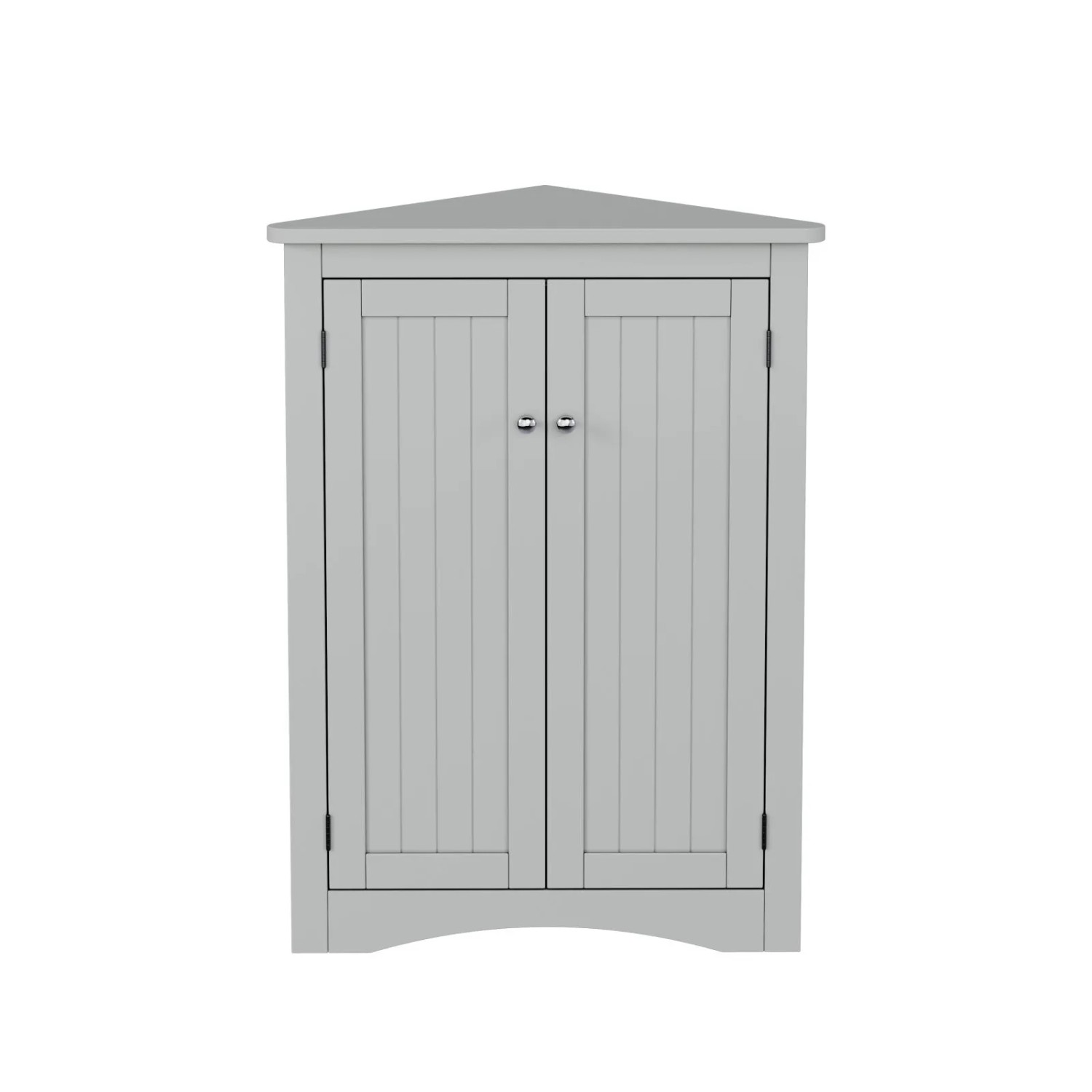 PXloue Eckschrank Badezimmer 61cm Freistehend Eckkommode mit 3 Ebenen MDF Grau