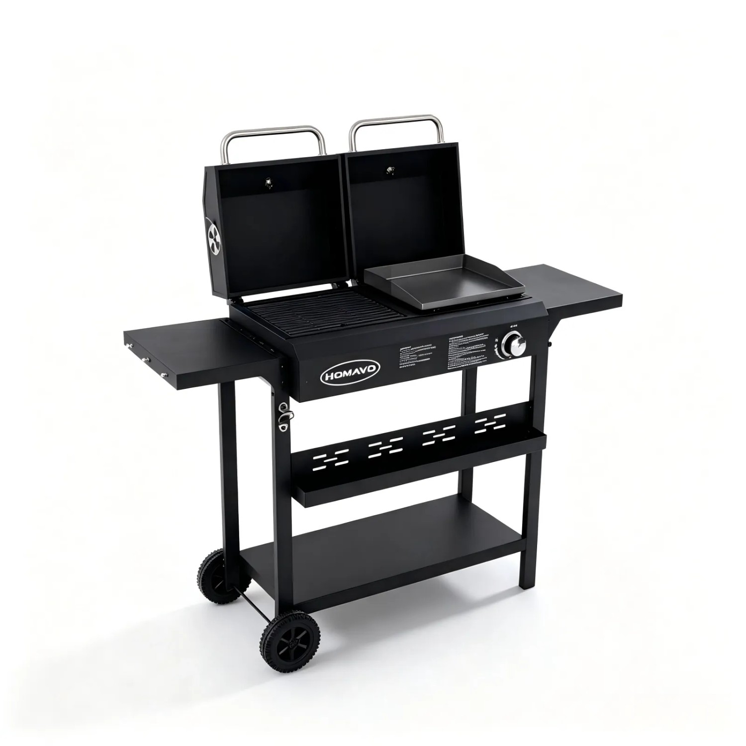 HOMAVO Kombigrill Gasgrill und Holzkohlegrill mit Grillabdeckungen Wasserfest