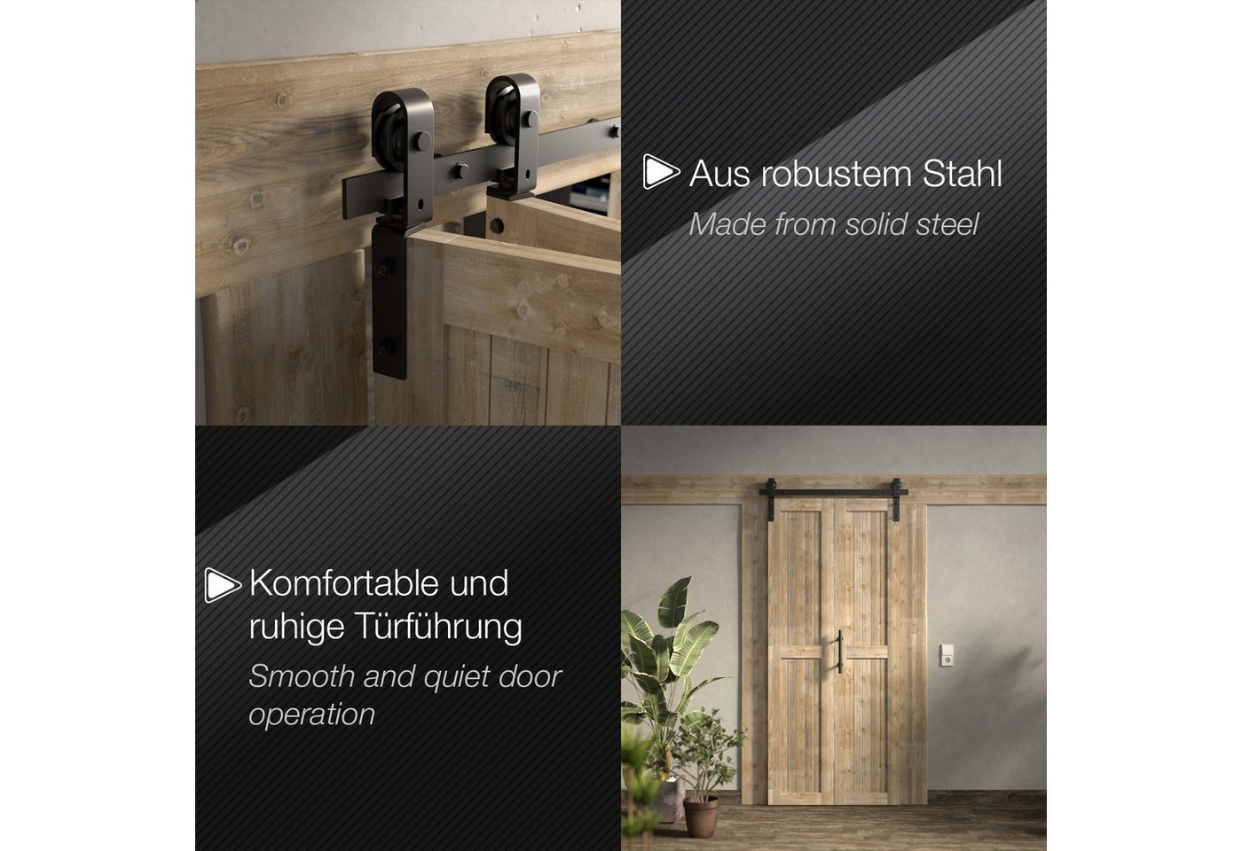 SOTECH Falt Schiebetürbeschlag LOUNGE Aus Stahl mit 1 m Schiene für Einflügelige Falttür Seitliche Montage Bild 5