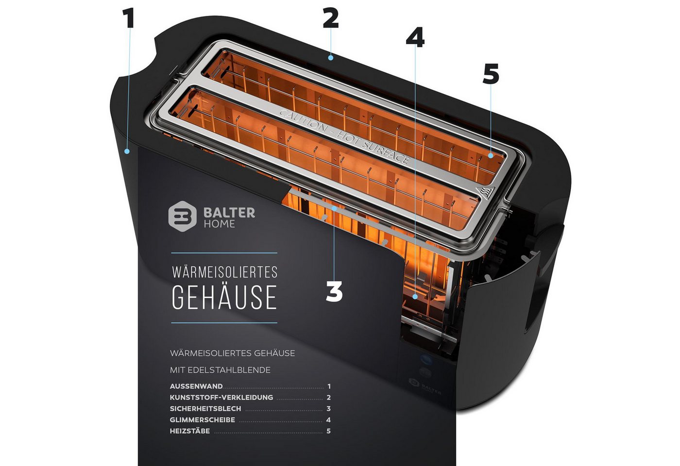 Balter Toaster TS-04-LCD Schwarz Langschlitz