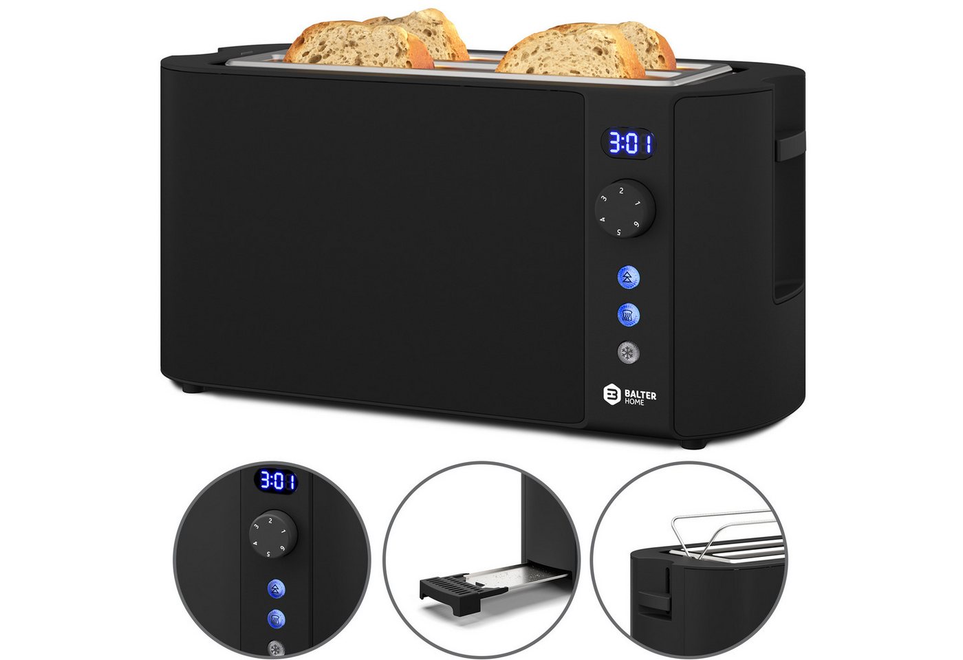 Balter Toaster TS-04-LCD Schwarz Langschlitz Bild 5