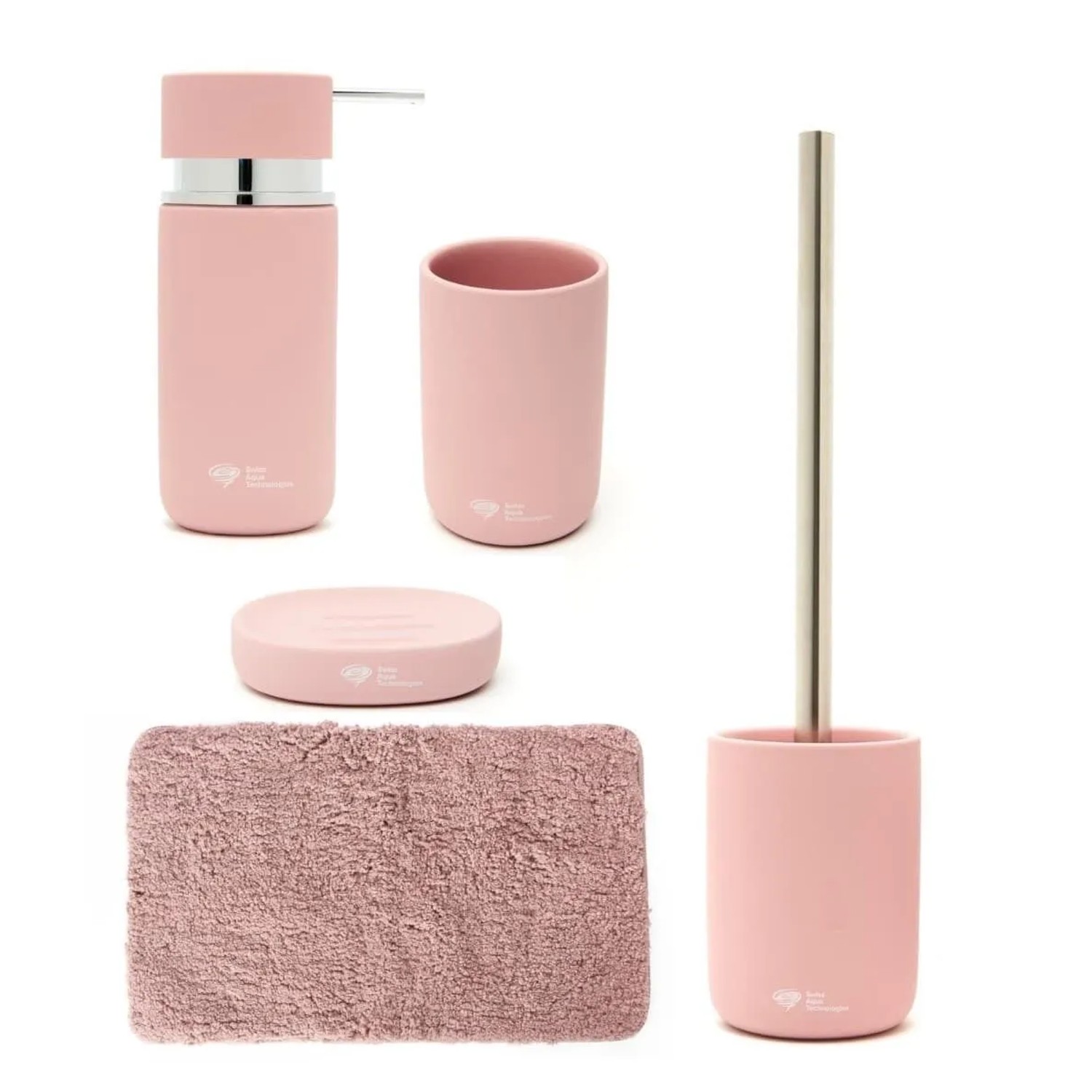 Swiss Aqua Technologies Badaccessoires Set aus Keramik mit Badezimmermatte 80x50CM Rosa