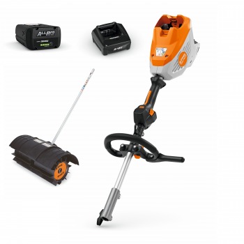 STIHL KMA 140.0 R-B + ALLPRO Akku AP 300.0 P + AL 301.1 Ladegerät + KW-KM Kehrwalze mit Schild