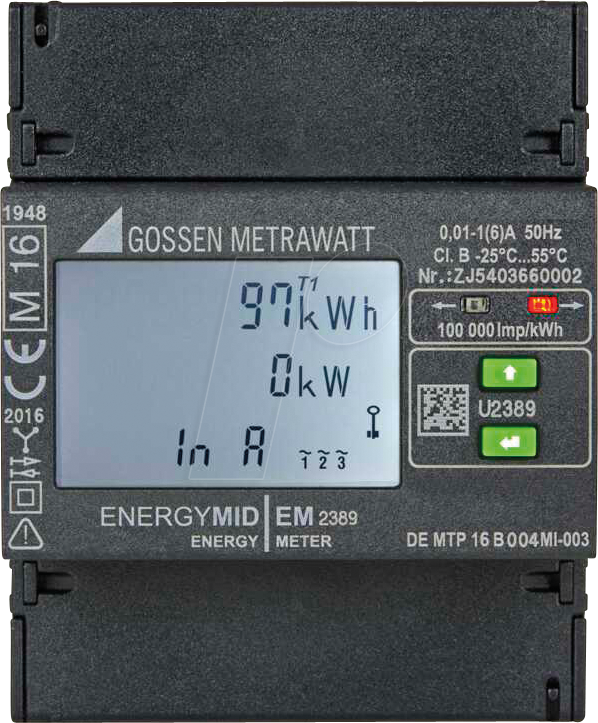 GMCI U2389-V017 - Energiezähler, MID, kWh, 4-L, 1(6)A, TCP/IP
