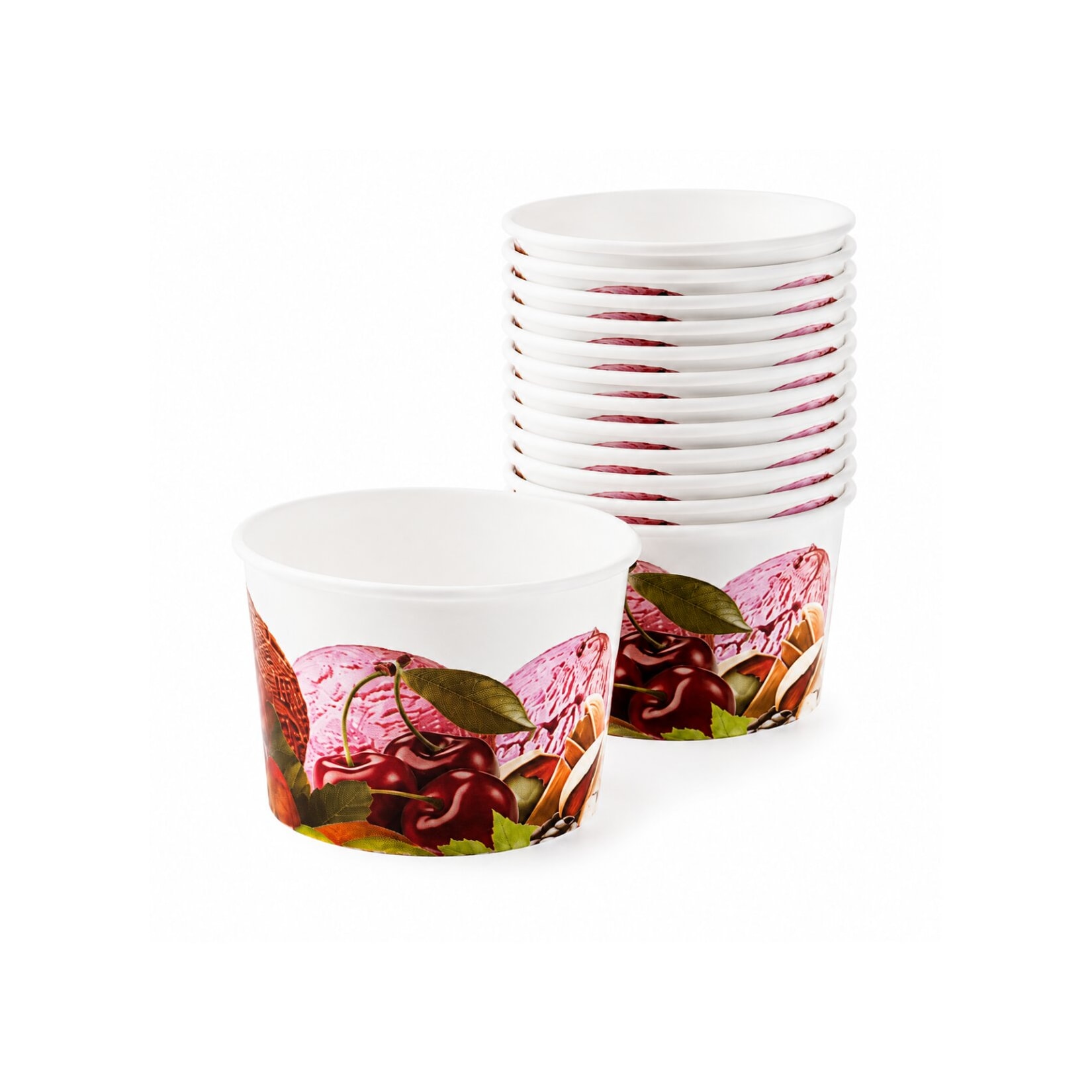 Eisbecher 500 ml aus Pappe mit Fruchtmotiv – XL Dessertbecher