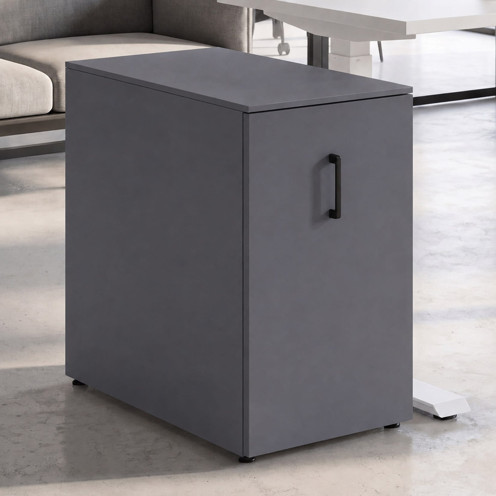 Aktenschrank MCW-Q27, Büroschrank Stahlschrank, Stützrad Staufächer, Metall 74x43x80cm ~ dunkelgrau