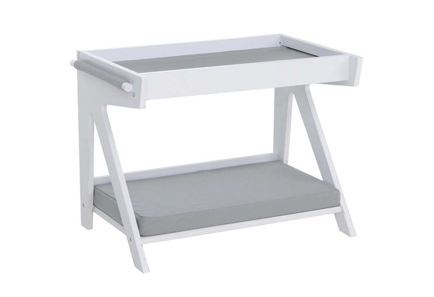 Tierbett MCW-Q63, für Haustiere Tierhaus Katzen-/Hundebett Haustierliege Holz MVG 45x61x38cm ~ weiß, Kissen grau Bild 4