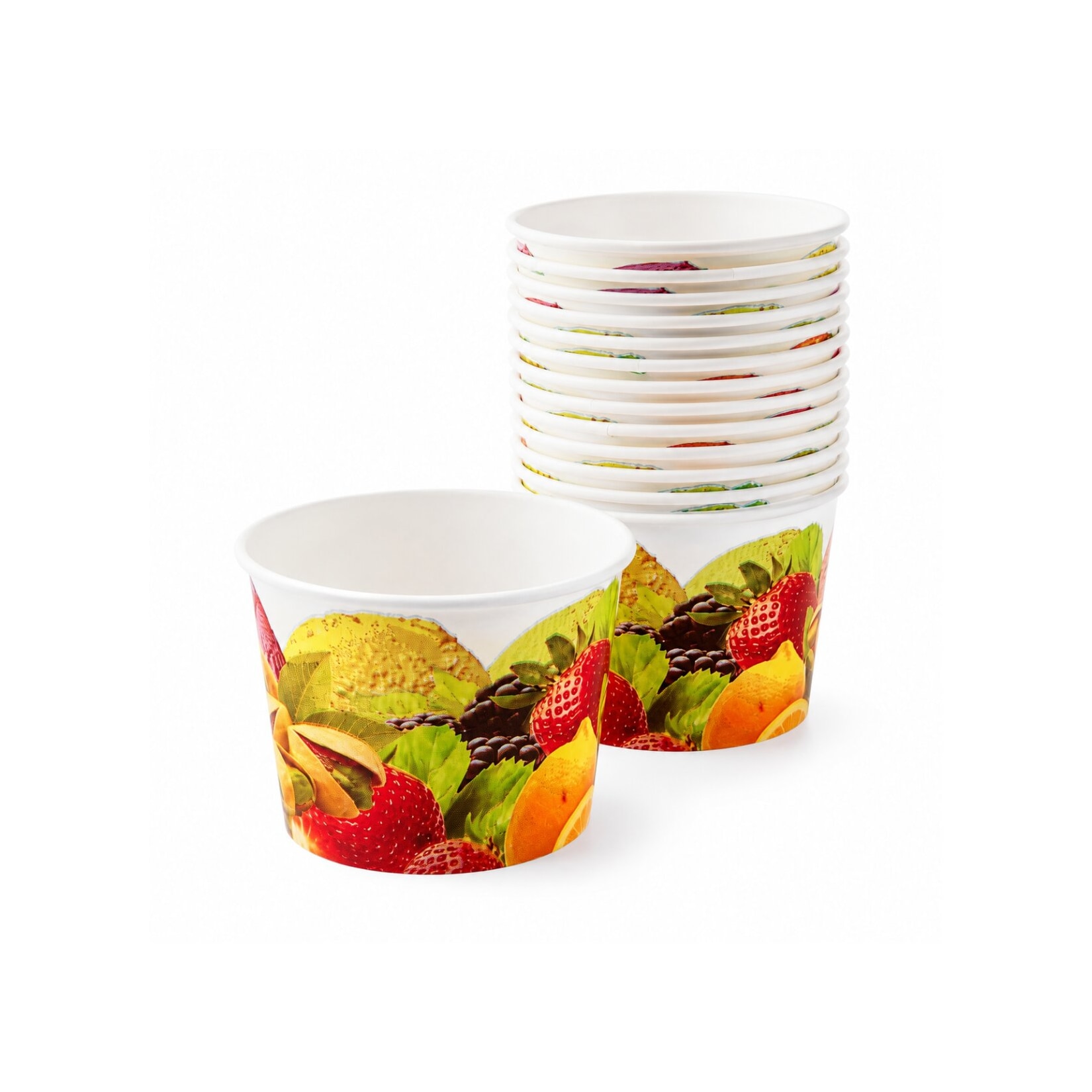 Eisbecher 100 ml aus Pappe mit Fruchtmotiv, Kleine Dessertbecher