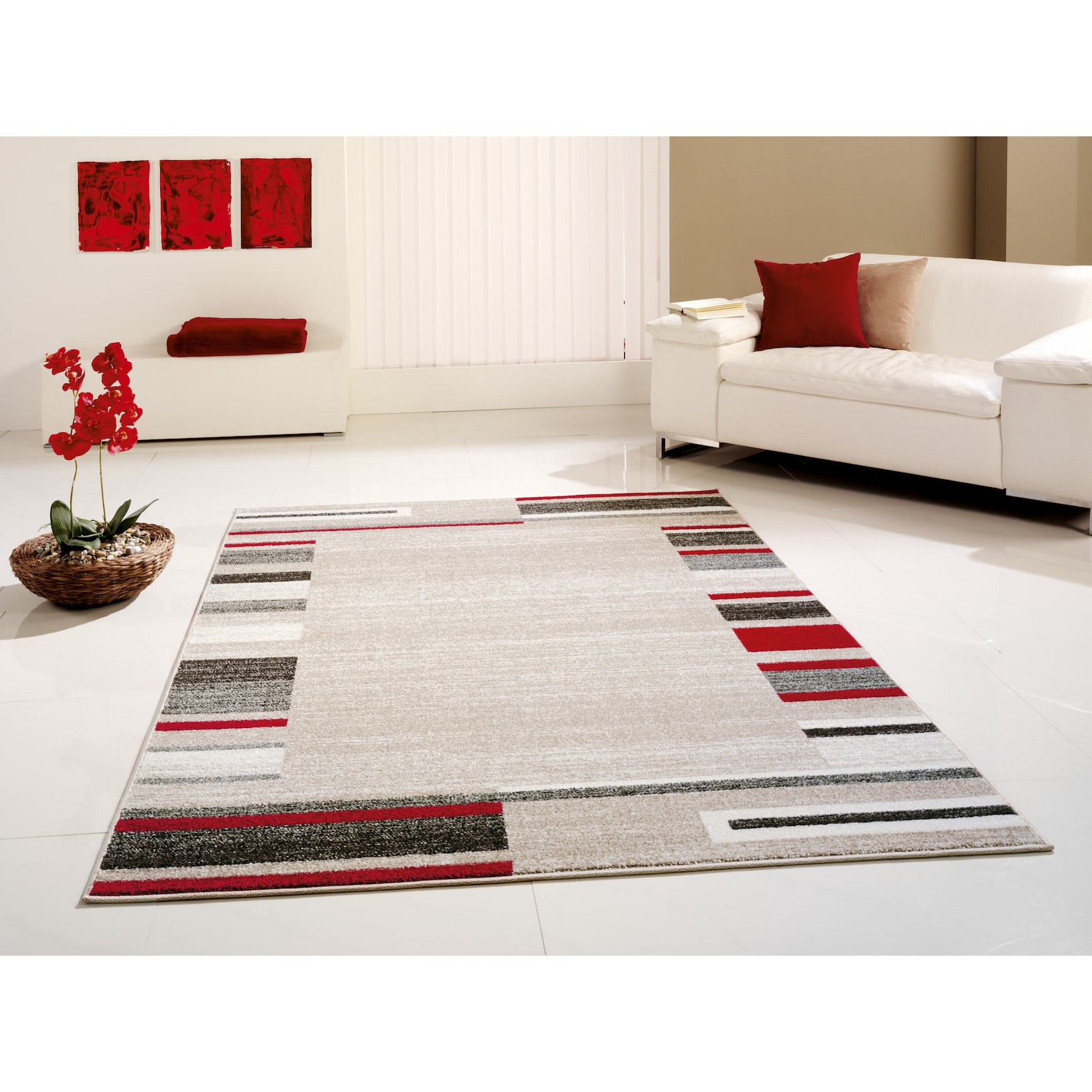 Peyer Syntex 1 Teppich Amber 149 Bordüre Fb.beige-rot Gr.160/230 cm