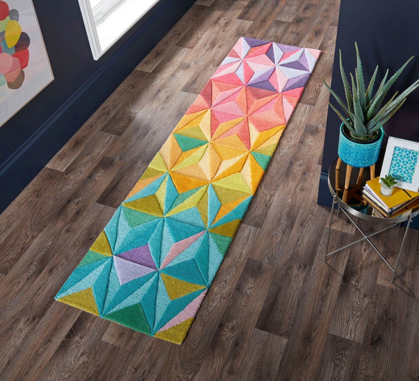 FLAIR RUGS Läufer Reverie, rechteckig, Höhe: 10 mm, aus Naturfaser, 100% Wolle, mehrfarbig, geometrisches Muster, Läufer