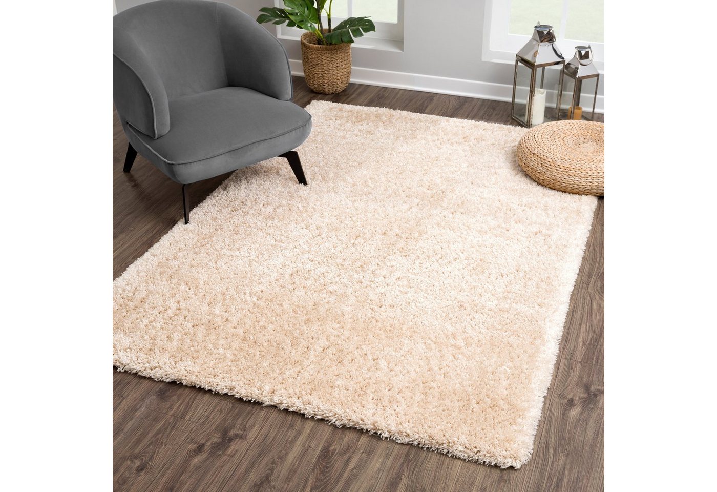 Sanat Hochflor-Teppich Porto, auch als L äufer und in Rund erhältlich, rechteckig, Höhe: 45 mm, Wohnzimmer, Langflor, Shaggy,weich Bild 3