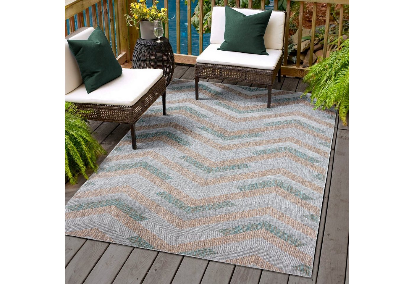 Sanat Outdoorteppich Melissa 8004, auch in Rund erhältlich, rechteckig, Höhe: 10 mm, Kurzflor, In -und Outdoor geeignet, Wohnzimmer Bild 2