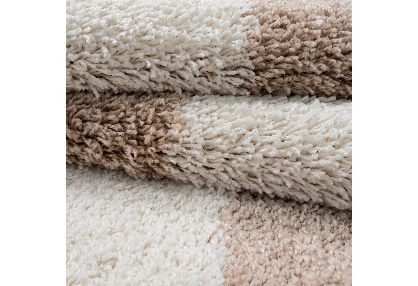 Sanat Hochflor-Teppich Milano 1250, auch als Läufer und in Rund, rechteckig, Höhe: 30 mm, Hochflor, Shaggy, Karo, Wohnzimmer, Schlafzimmer