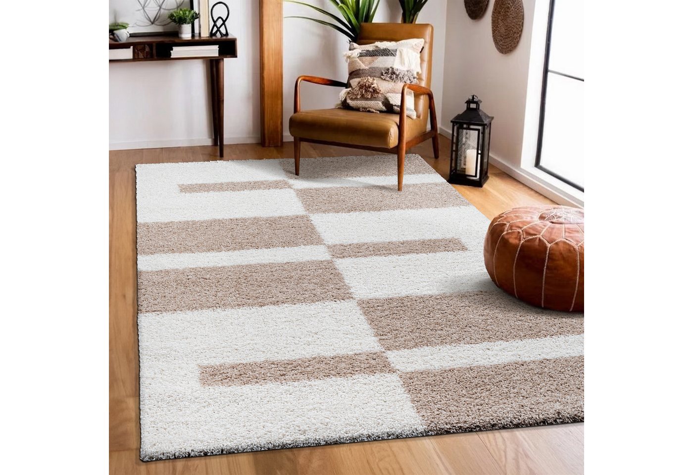 Sanat Hochflor-Teppich Milano 1254, auch als Läufer und in Rund, rechteckig, Höhe: 30 mm, Langflor, Shaggy, Wohnzimmer, Schlafzimmer, fußbodenheizungsgeeignet