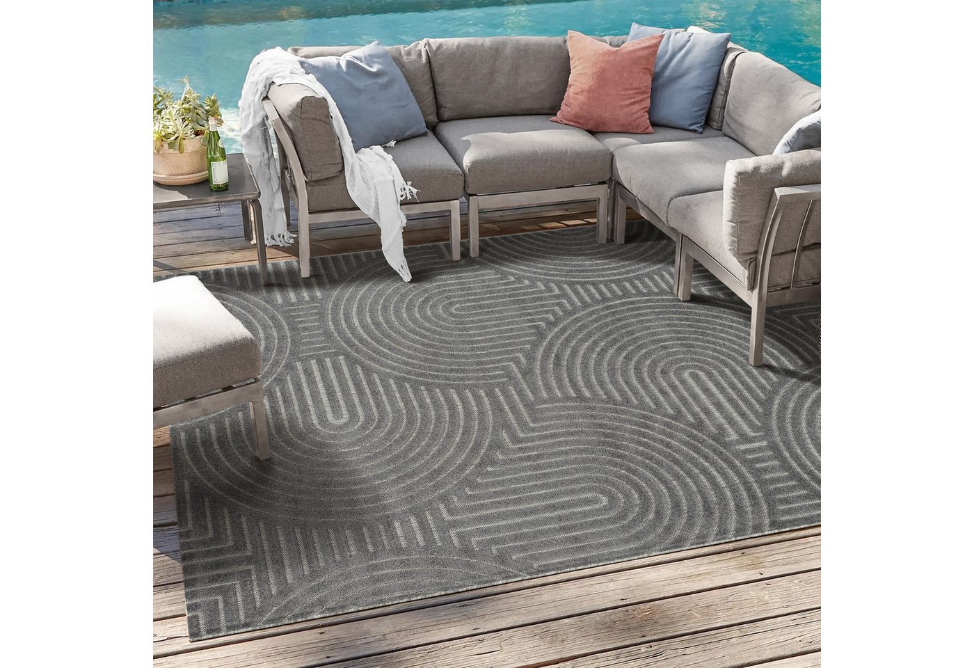 Sanat Teppich Berlin 1, auch als Läufer und in Rund, rechteckig, Höhe: 6 mm, In -und Outdoor geeignet, Außenbereich, Terrasse, Balkon, auch Läufer Bild 5