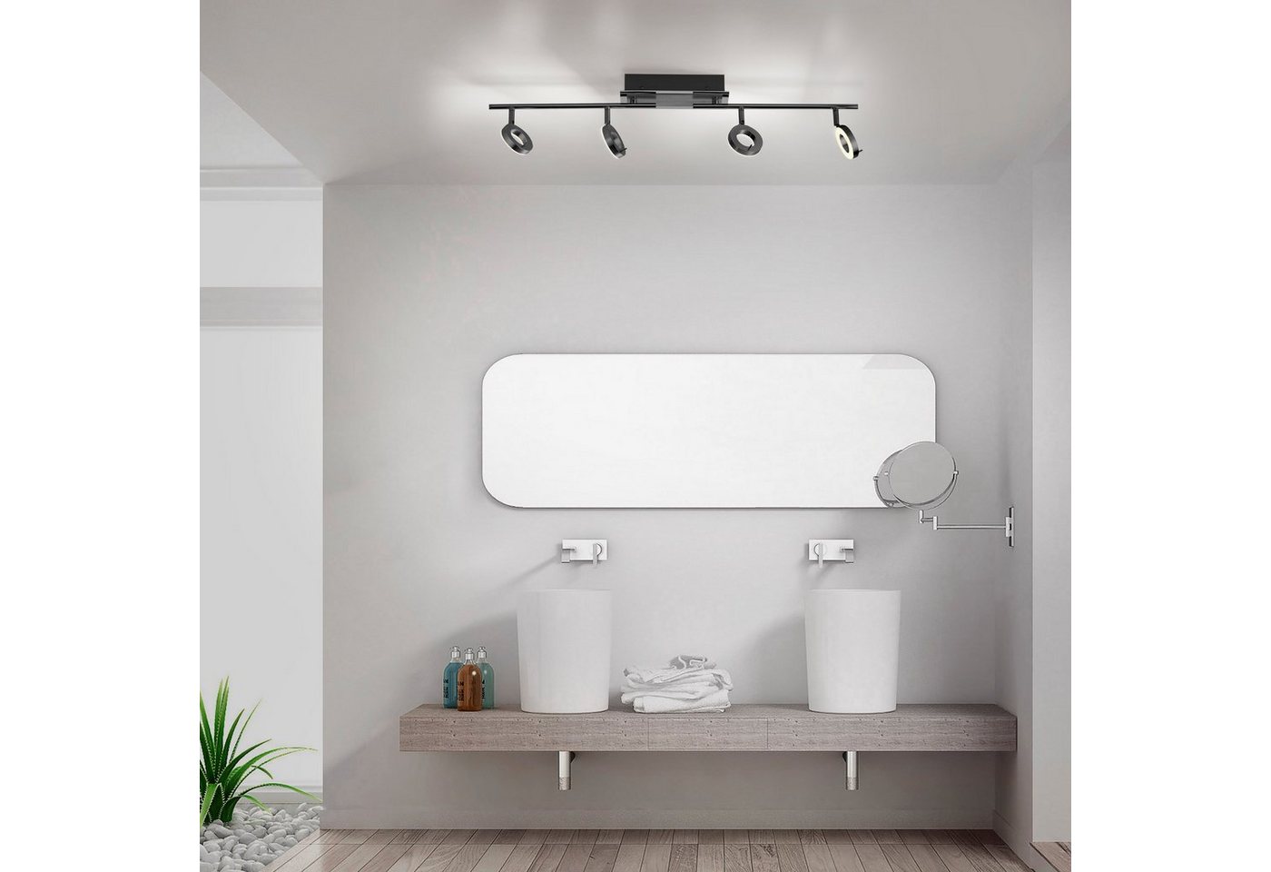 Paul Neuhaus Deckenleuchte SILEDA, LED fest integriert, Warmweiß, inkl. festverbaute LED, IP44, Spotköpfe verstellbar Bild 2