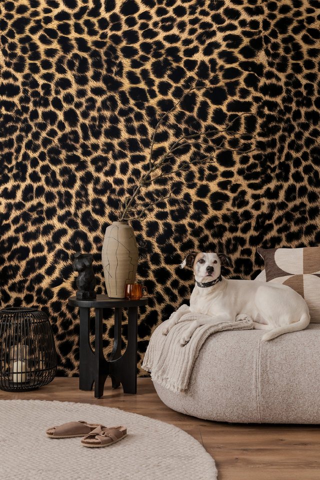 living walls Fototapete The Wall 4 Eyecatcher – Luxuriöses Leopardenmuster Vlies-Fototapete, leicht strukturiert, matt, animal print, Motiv, (1 St), Luxuriöses Leopardenmuster mit ausdrucksstarker Wirkung Bild 3