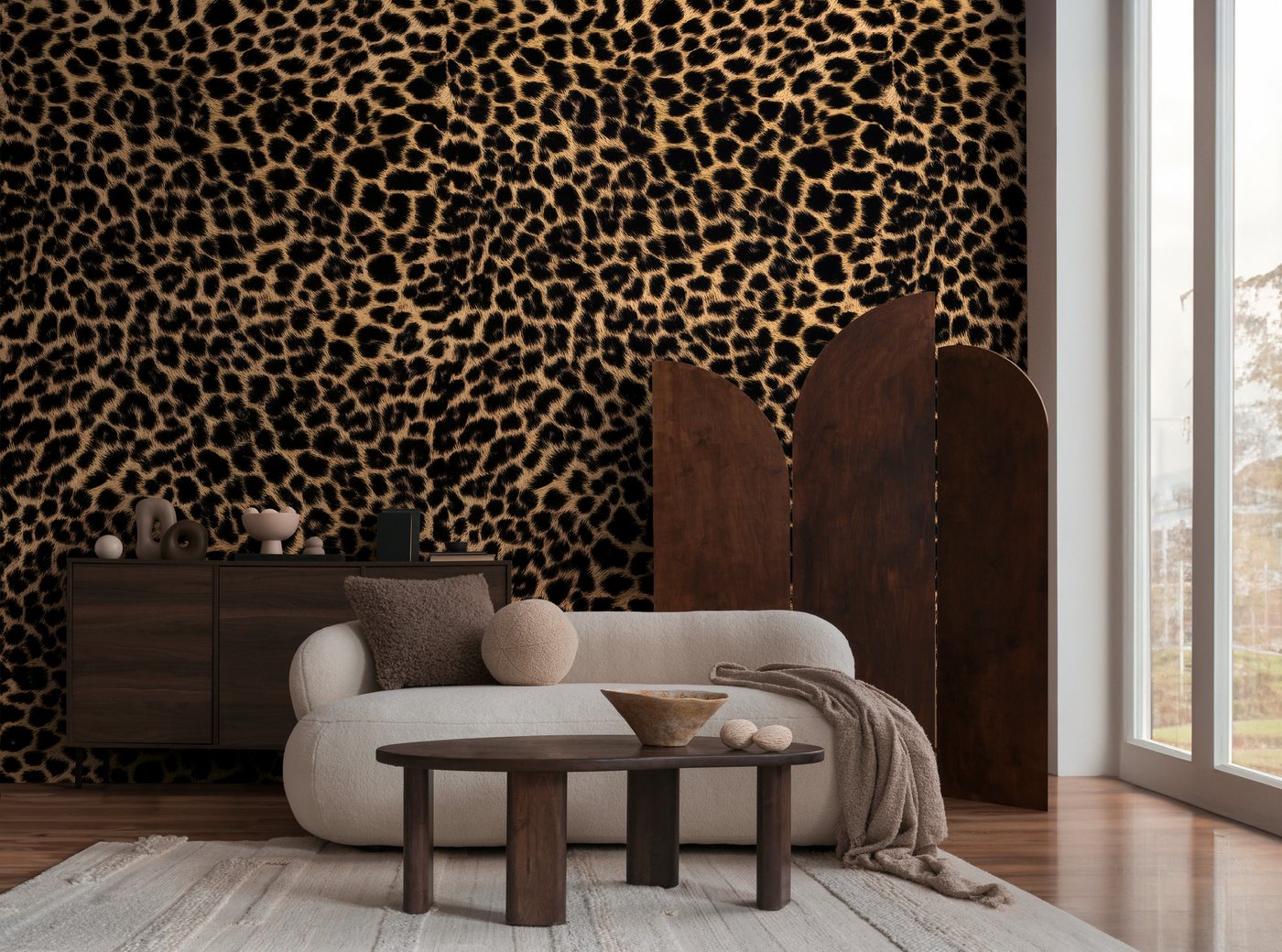 living walls Fototapete The Wall 4 Eyecatcher – Luxuriöses Leopardenmuster Vlies-Fototapete, leicht strukturiert, matt, animal print, Motiv, (1 St), Luxuriöses Leopardenmuster mit ausdrucksstarker Wirkung Bild 5