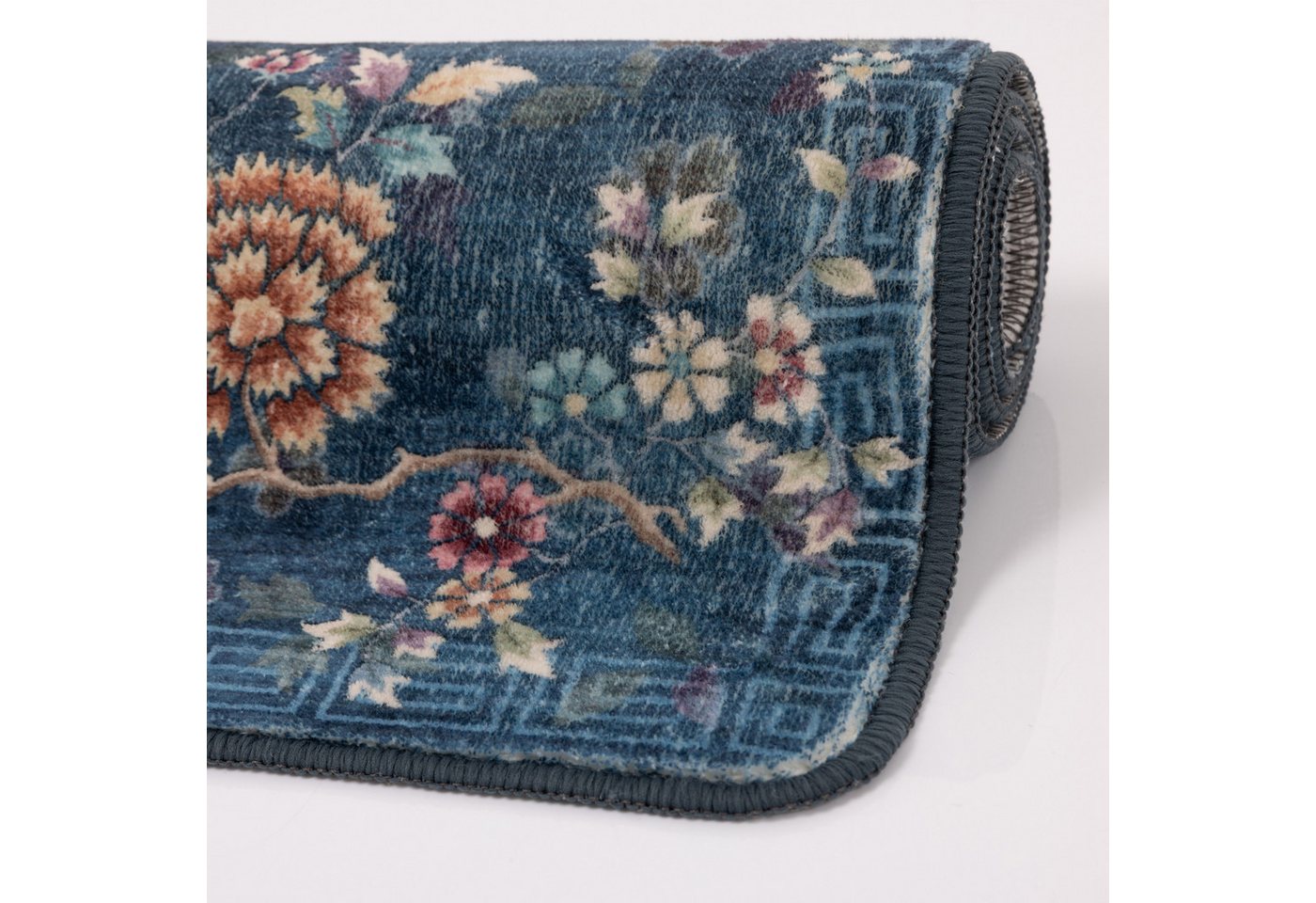 Gino Falcone Badematte Aquata GF-165, Badvorleger, Badezimmer Teppich, Höhe 7 mm, rutschhemmend beschichtet, fußbodenheizungsgeeignet, Kunstfaser, rechteckig, Badteppich, bedruckt, Blumen Design, rechteckig
