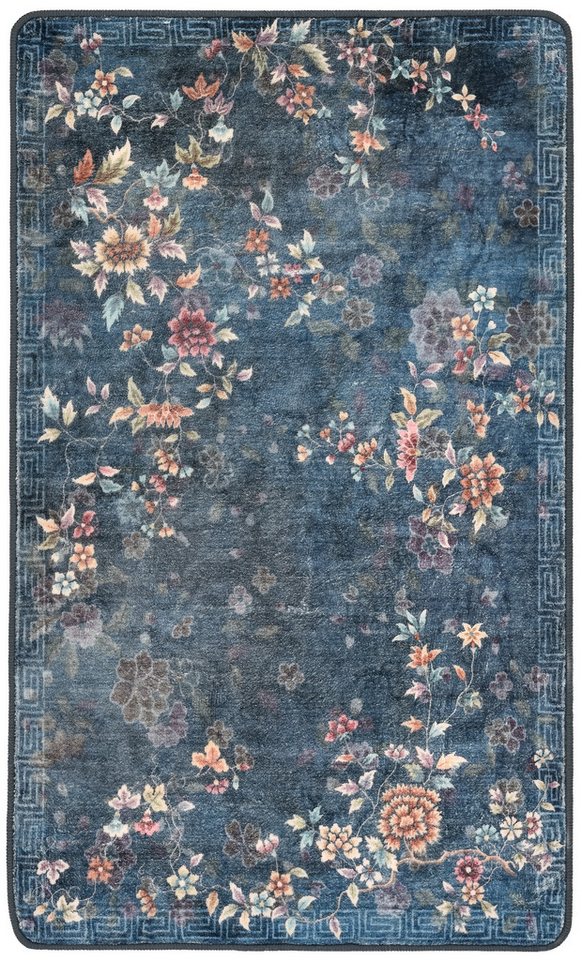 Gino Falcone Badematte Aquata GF-165, Badvorleger, Badezimmer Teppich, Höhe 7 mm, rutschhemmend beschichtet, fußbodenheizungsgeeignet, Kunstfaser, rechteckig, Badteppich, bedruckt, Blumen Design, rechteckig Bild 5