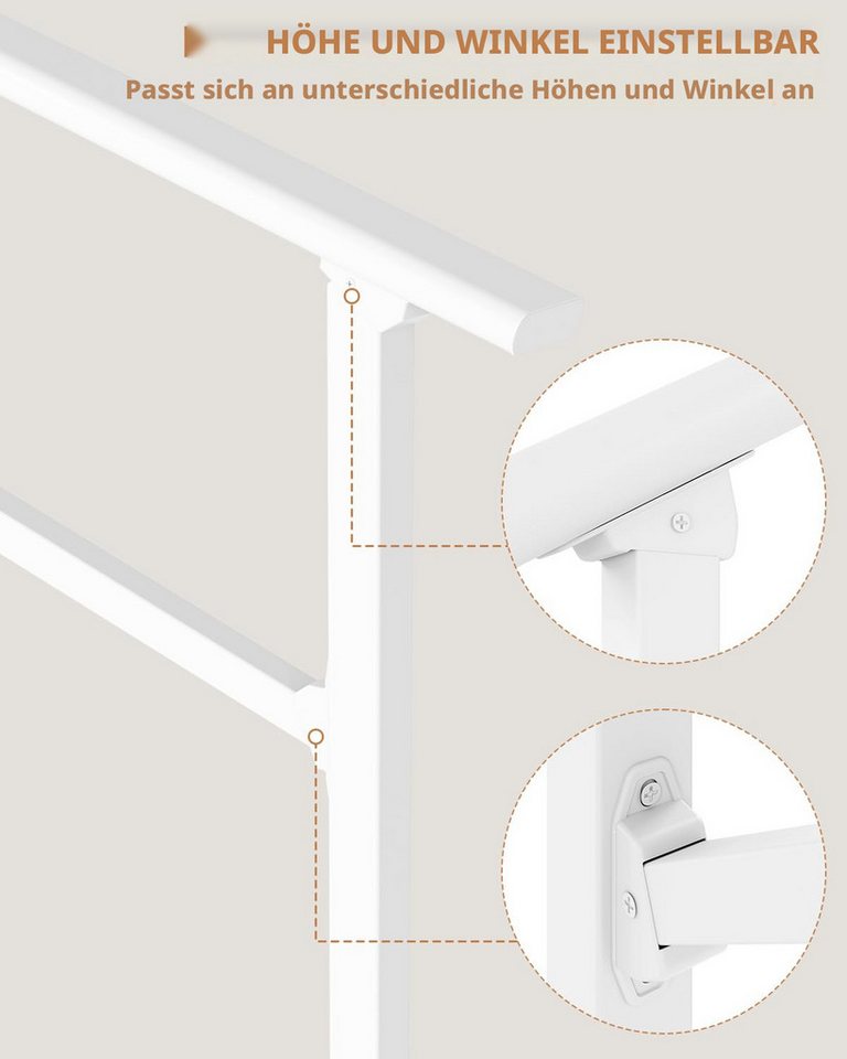GarveeMore Treppengeländer Stabile Treppenhandläufe aus Aluminium & Eisen mit 2 Stufen, 90 cm Höhe, mit 2 Pfosten, 2-tlg., mit verstellbarer Höhe & Winkel, inkl. Befestigungsmaterial