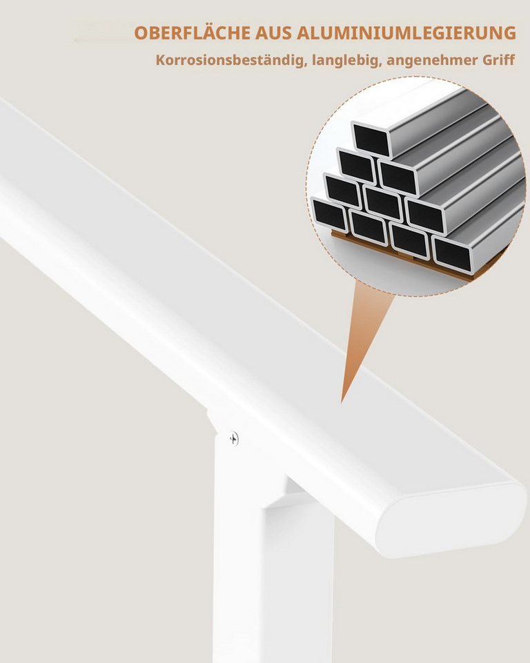 GarveeMore Treppengeländer Stabile Treppenhandläufe aus Aluminium & Eisen mit 2 Stufen, 90 cm Höhe, mit 2 Pfosten, 2-tlg., mit verstellbarer Höhe & Winkel, inkl. Befestigungsmaterial Bild 2