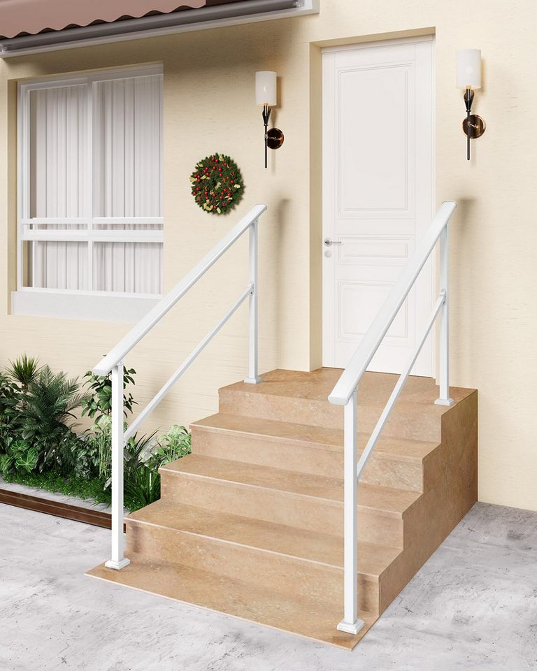GarveeMore Treppengeländer Stabile Treppenhandläufe aus Aluminium & Eisen mit 2 Stufen, 90 cm Höhe, mit 2 Pfosten, 2-tlg., mit verstellbarer Höhe & Winkel, inkl. Befestigungsmaterial Bild 3
