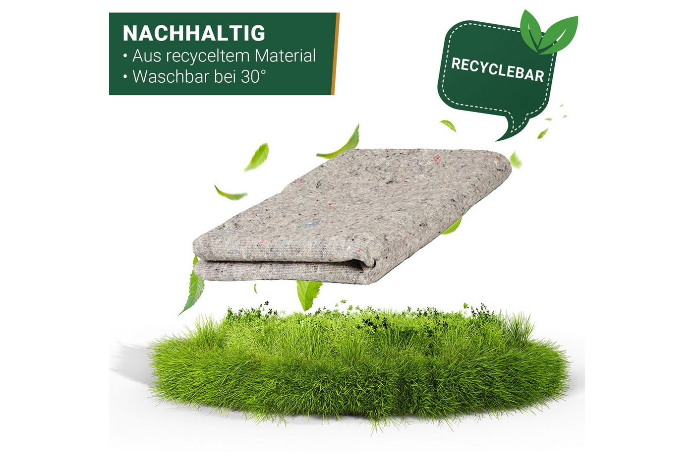 BB-Verpackungen Malervlies Packdecken Umzugsdecken, (5-St), 1,40 x 2,10 m, strapazierfähig, langlebige Möbeldecken