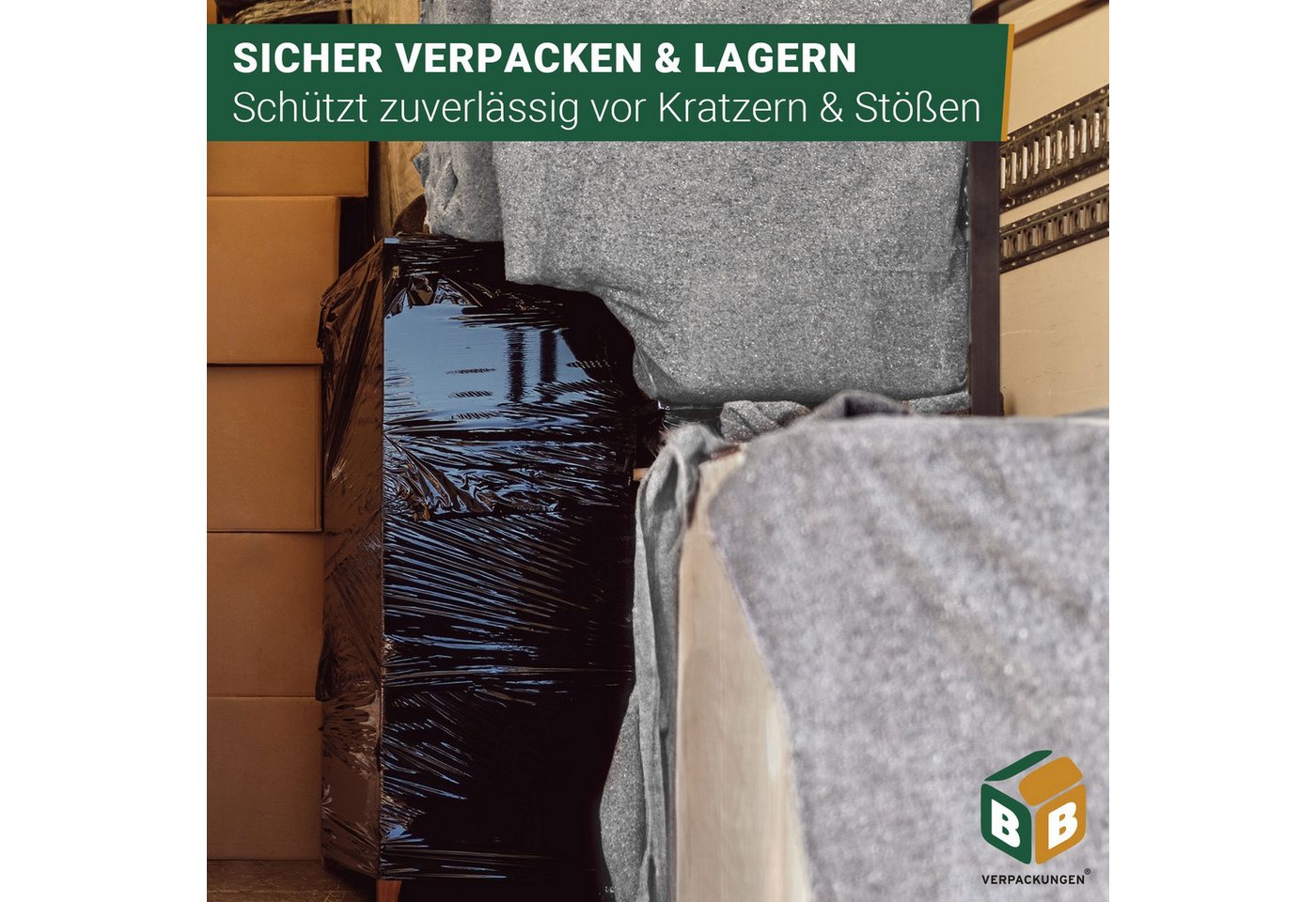BB-Verpackungen Malervlies Packdecken Umzugsdecken, (5-St), 1,40 x 2,10 m, strapazierfähig, langlebige Möbeldecken Bild 2