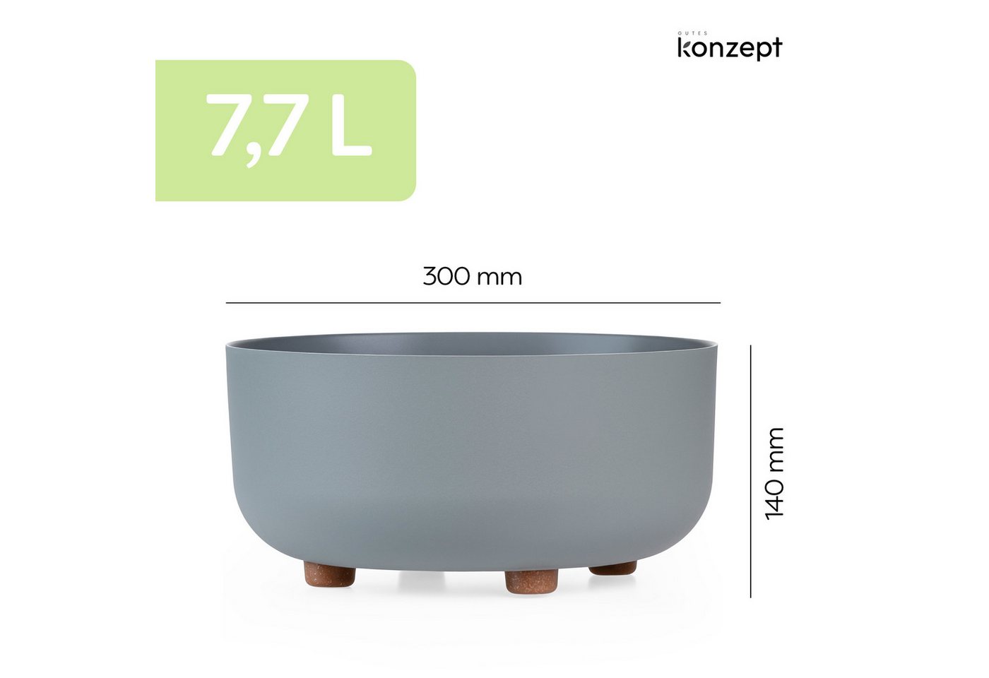 KONZEPT Blumentopf mit Füßen Ø 30 cm, Höhe 14 cm, für innen & außen, Kratzfest, Leicht, UV-beständig, Wetterfest, mit Füßen Bild 4