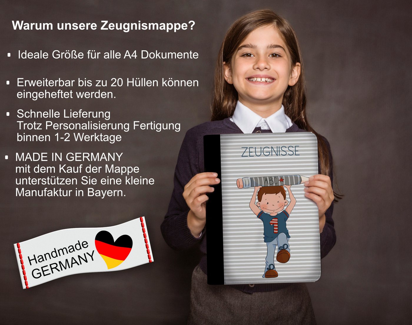 CreaDesign Schreibmappe Kinder Zeugnismappe, Dokumentenmappe, Ordner A4, Junge (1-St) Bild 3
