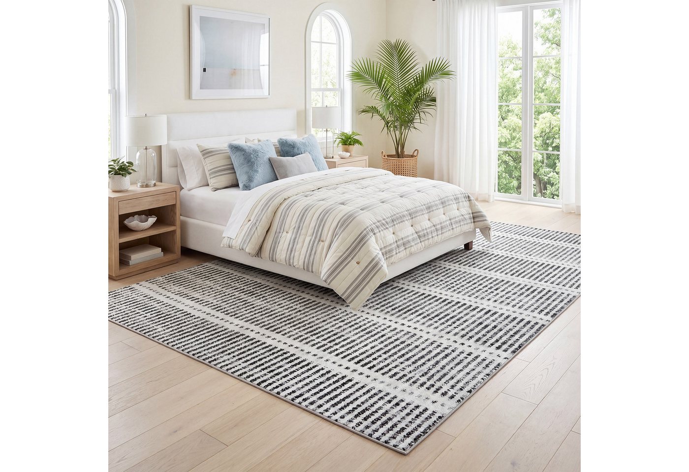Tribesigns Teppich Waschbarer Kurzflor Teppich, ultradünn, rutschfest, 160 x 230cm, mit Streifen-Design im Landhausstil, für Wohnzimmer Bild 3