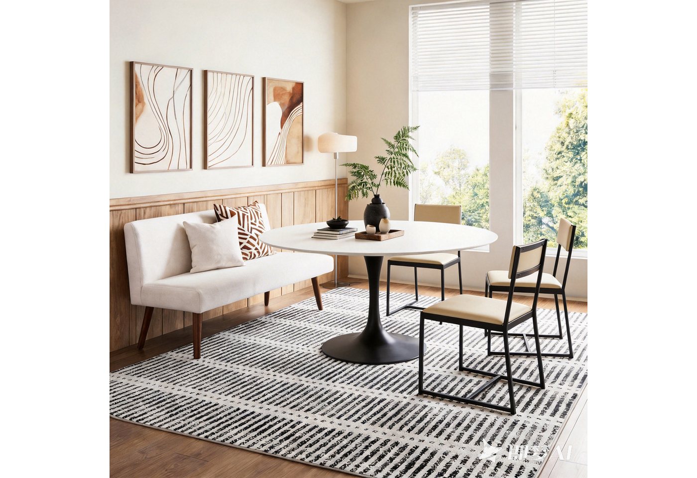 Tribesigns Teppich Waschbarer Kurzflor Teppich, ultradünn, rutschfest, 160 x 230cm, mit Streifen-Design im Landhausstil, für Wohnzimmer Bild 5