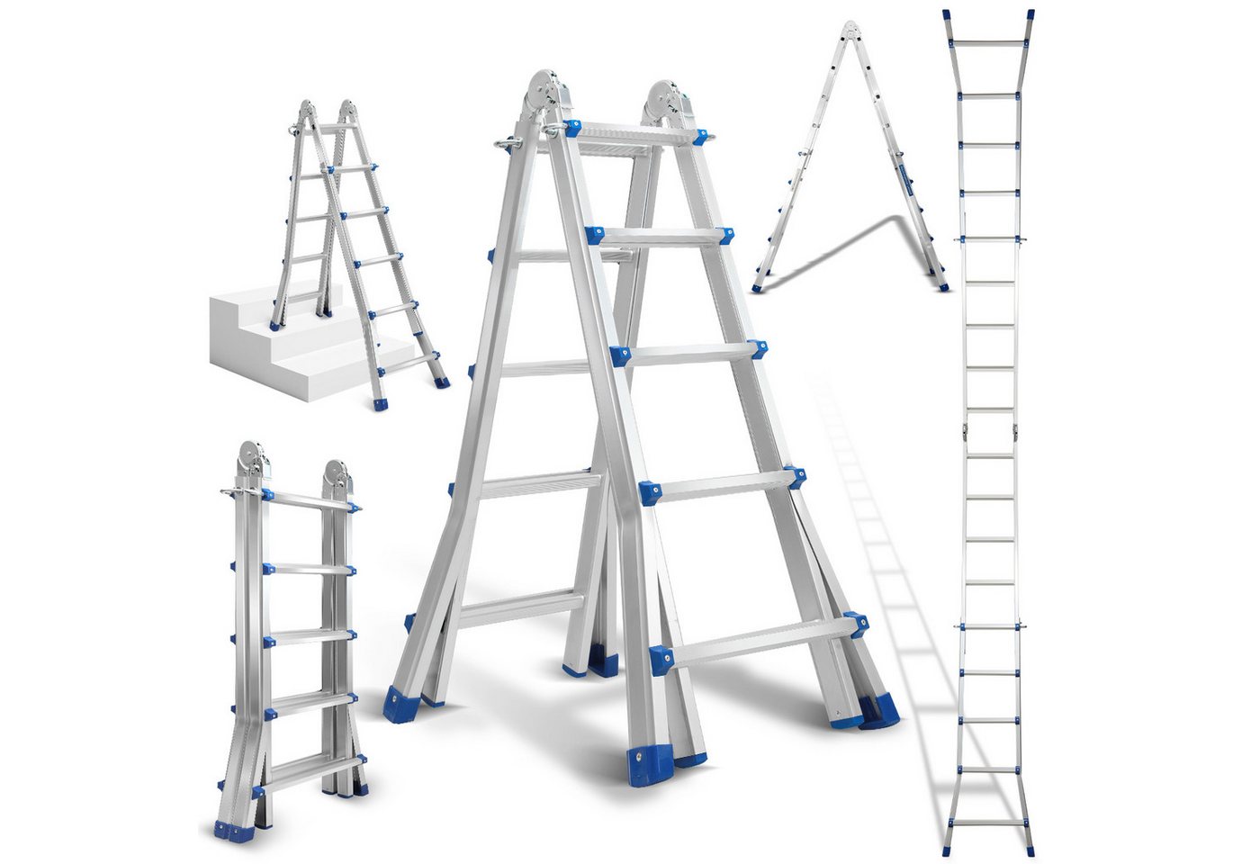 Clanmacy Vielzweckleiter Mehrzweckleiter Multifunktionsleiter 4x4 Alu Teleskopleiter 513cm Bild 2