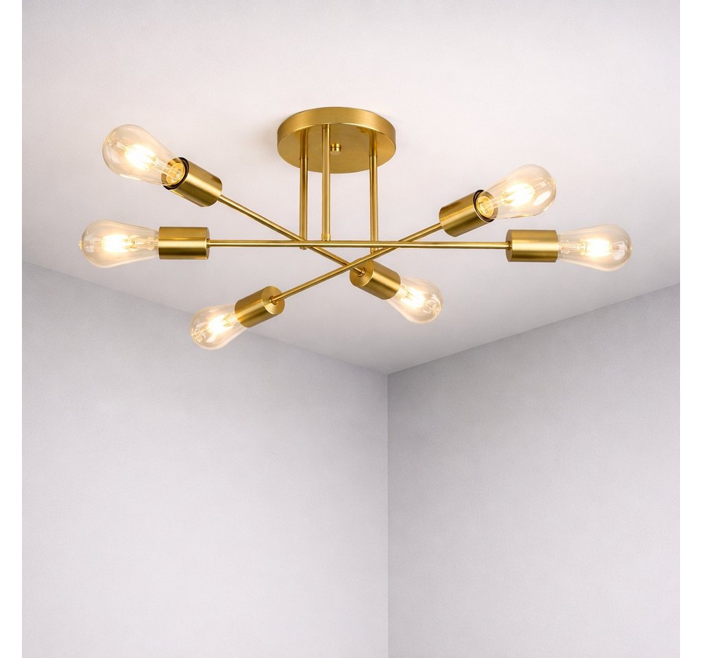 ZMH Deckenleuchte 6-flammig, E27 Deckenlampe im Vintage-Retro Design, Metall, ohne Leuchtmittel, für Wohnzimmer und Schlafzimmer Bild 5