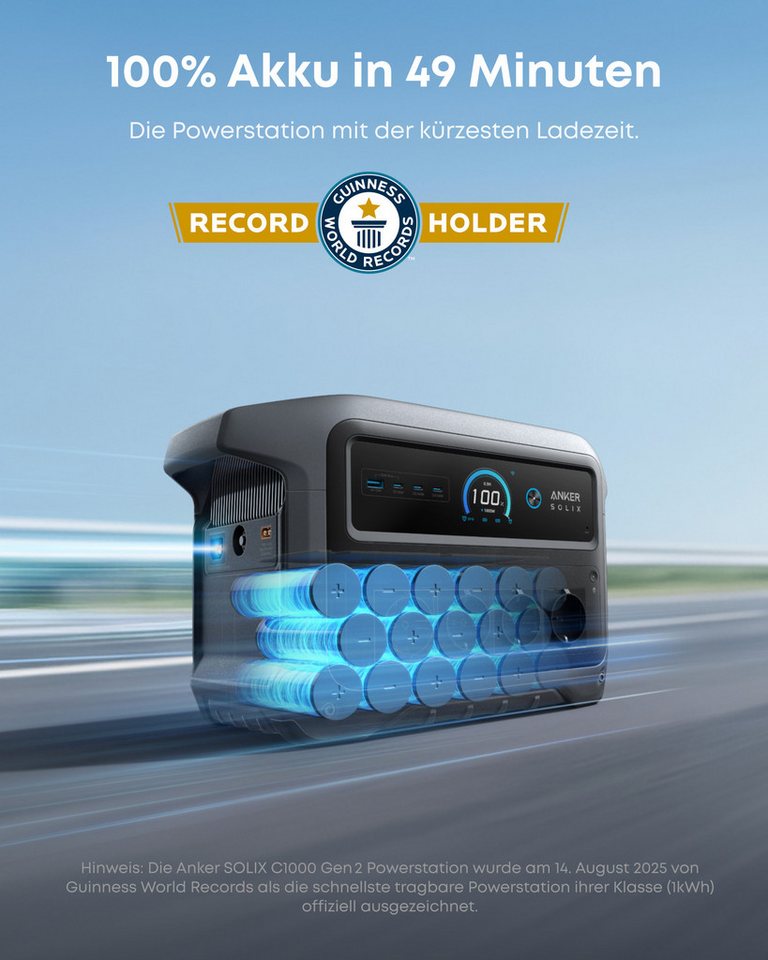 Anker Stromerzeuger C1000 Gen 2 Tragbare Powerstation mit wasserfester Tragetasche, 2 in kW, (2-tlg) Bild 5