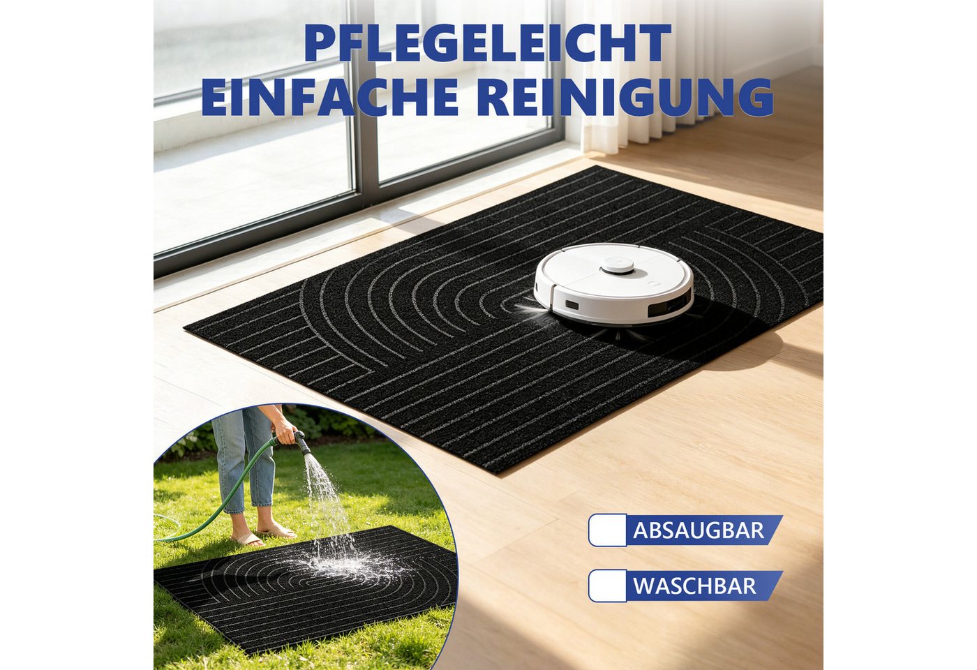 SunJas Fußmatte Rutschfeste Fußmatte für Innen und Außen, Rechteckig, Höhe: 6 mm, Schmutzfangmatte für Innen und Auße,schmutzabweisend & abriebfest Bild 2