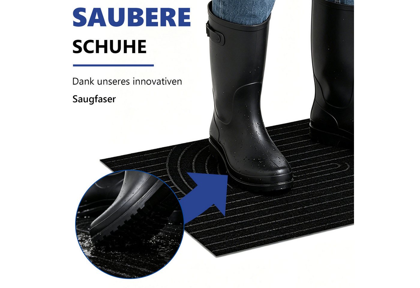 SunJas Fußmatte Rutschfeste Fußmatte für Innen und Außen, Rechteckig, Höhe: 6 mm, Schmutzfangmatte für Innen und Auße,schmutzabweisend & abriebfest Bild 3