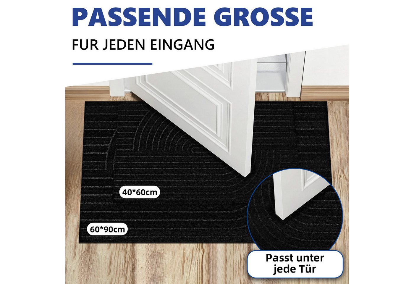 SunJas Fußmatte Rutschfeste Fußmatte für Innen und Außen, Rechteckig, Höhe: 6 mm, Schmutzfangmatte für Innen und Auße,schmutzabweisend & abriebfest Bild 4