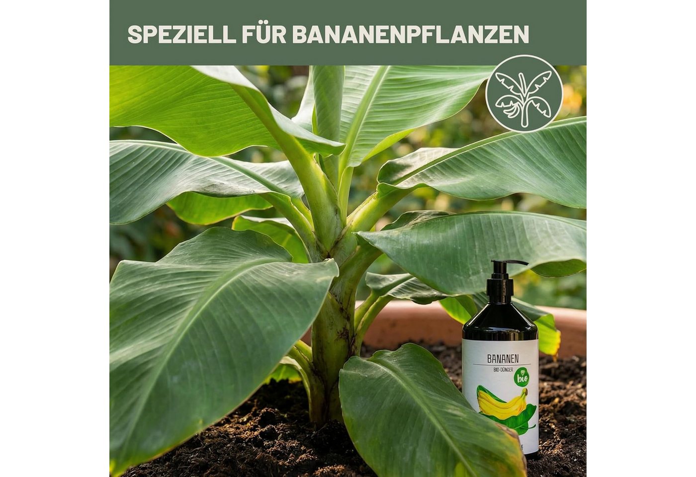 GREEN HOME LOVE NATURE Pflanzendünger Bio-Dünger flüssig NPK 3+2+6 für Bananen & Tropenpflanzen, Bananen, 100 % bio, organisch-mineralisch, extra Kalium, Dosierpumpe